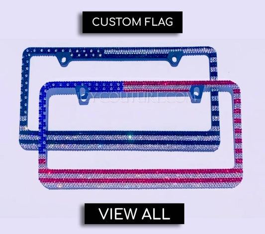 CUSTOM FLAG Crystal License Plate Frame - ICY Couture