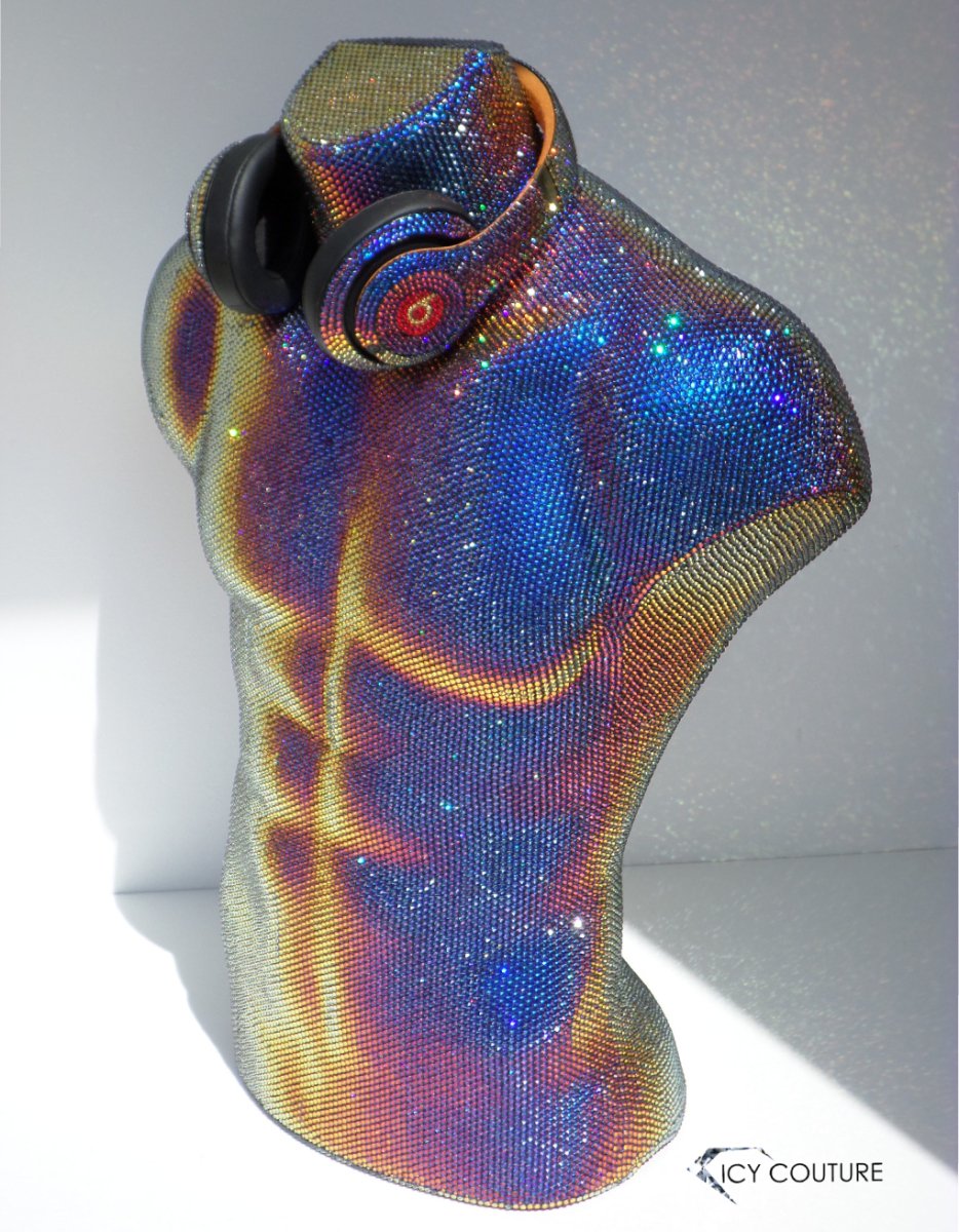 Full size crystallized male torso mannequin by ICY Couture