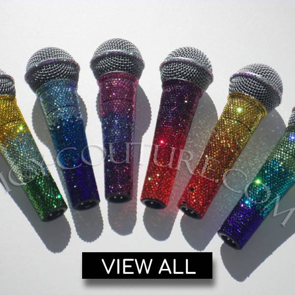 Custom Swarovski Bling Microphones, Bedazzled Mic Stands & Custom Rhinestone Mic Flags - Premium Crystallized Stage Accessories by ICY Couture