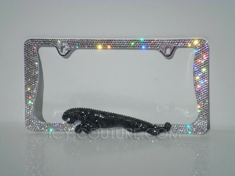 3D Running Jaguar Luxury Bedazzled Bling License Plate Frame - ICY Couture