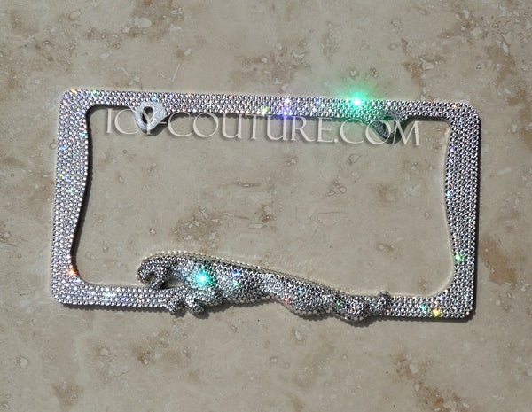 3D Running Jaguar Luxury Bedazzled Bling License Plate Frame - ICY Couture