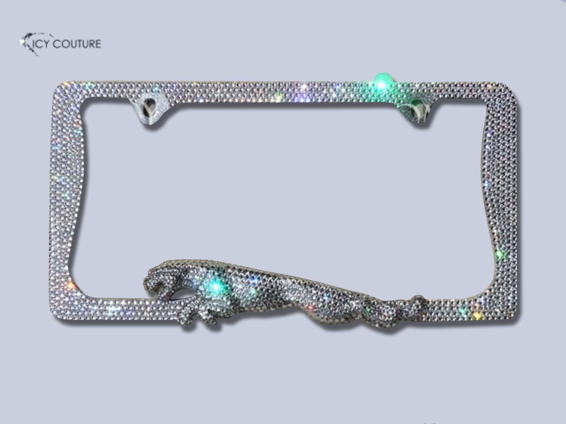 3D Running Jaguar Luxury Bedazzled Bling License Plate Frame - ICY Couture