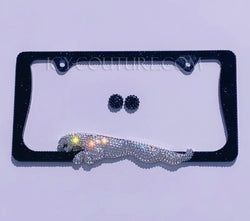 3D Running Jaguar Luxury Bedazzled Bling License Plate Frame - ICY Couture