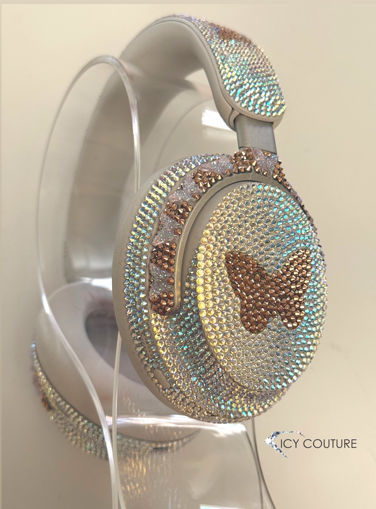 Crystal Shimmer & Rose Gold Butterflies Headphones Custom Design by ICY Couture