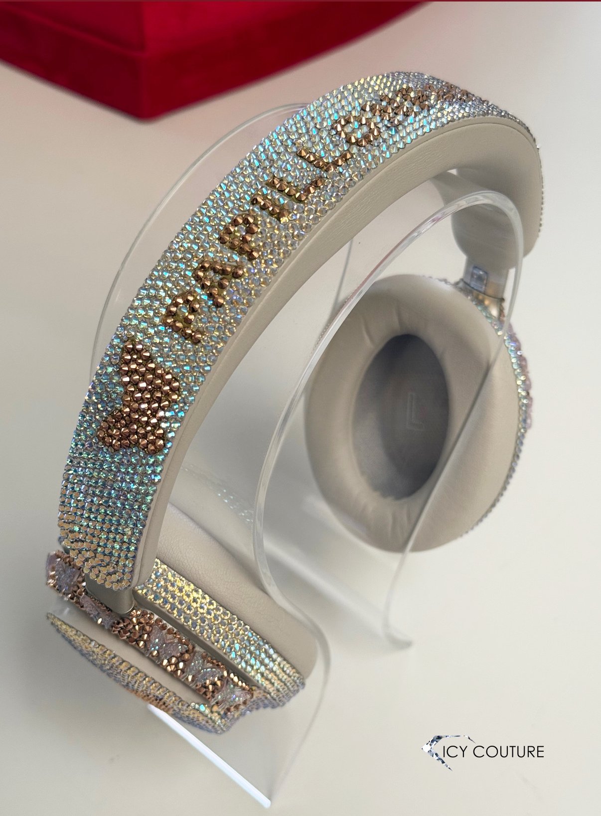 Crystal Shimmer & Rose Gold Butterflies Headphones Custom Design by ICY Couture