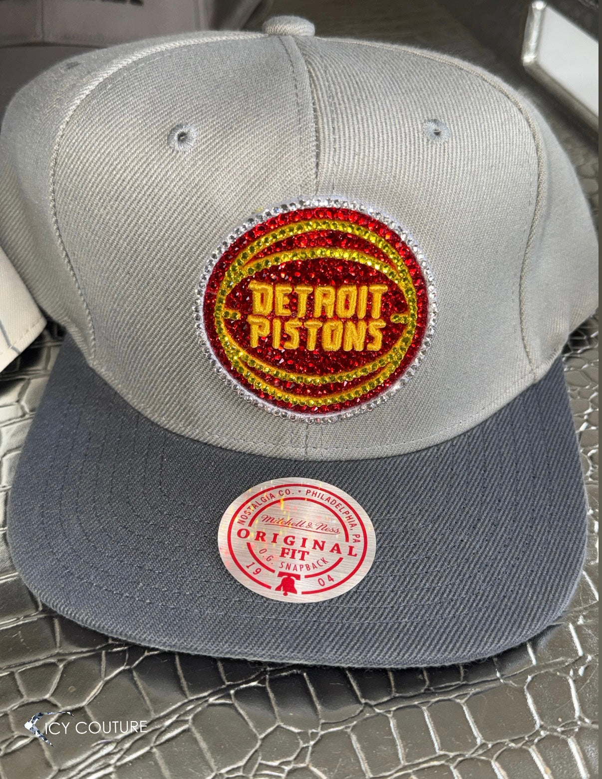 Detroit Pistons logo custom crystallized on a baseball cap