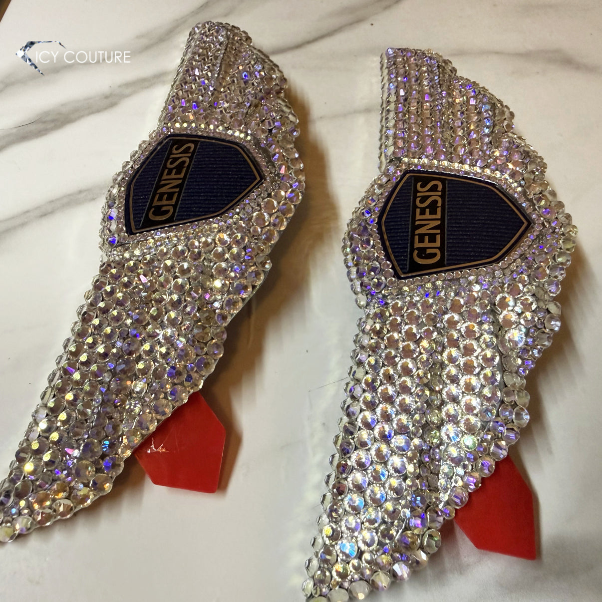 PREMADE GENESIS G80 CRYSTAL HOOD & TRUNK EMBLEMS | PARTS 86320-B1600 & 86330-B1600 | PREMIUM GLASS RHINESTONES