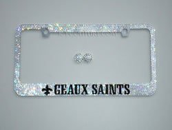 Geaux Saints License Plate Frame Crystallized with Swarovski Crystals