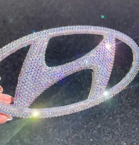 Hyundai Emblem Customized With Crystal AB Austrian Crystals