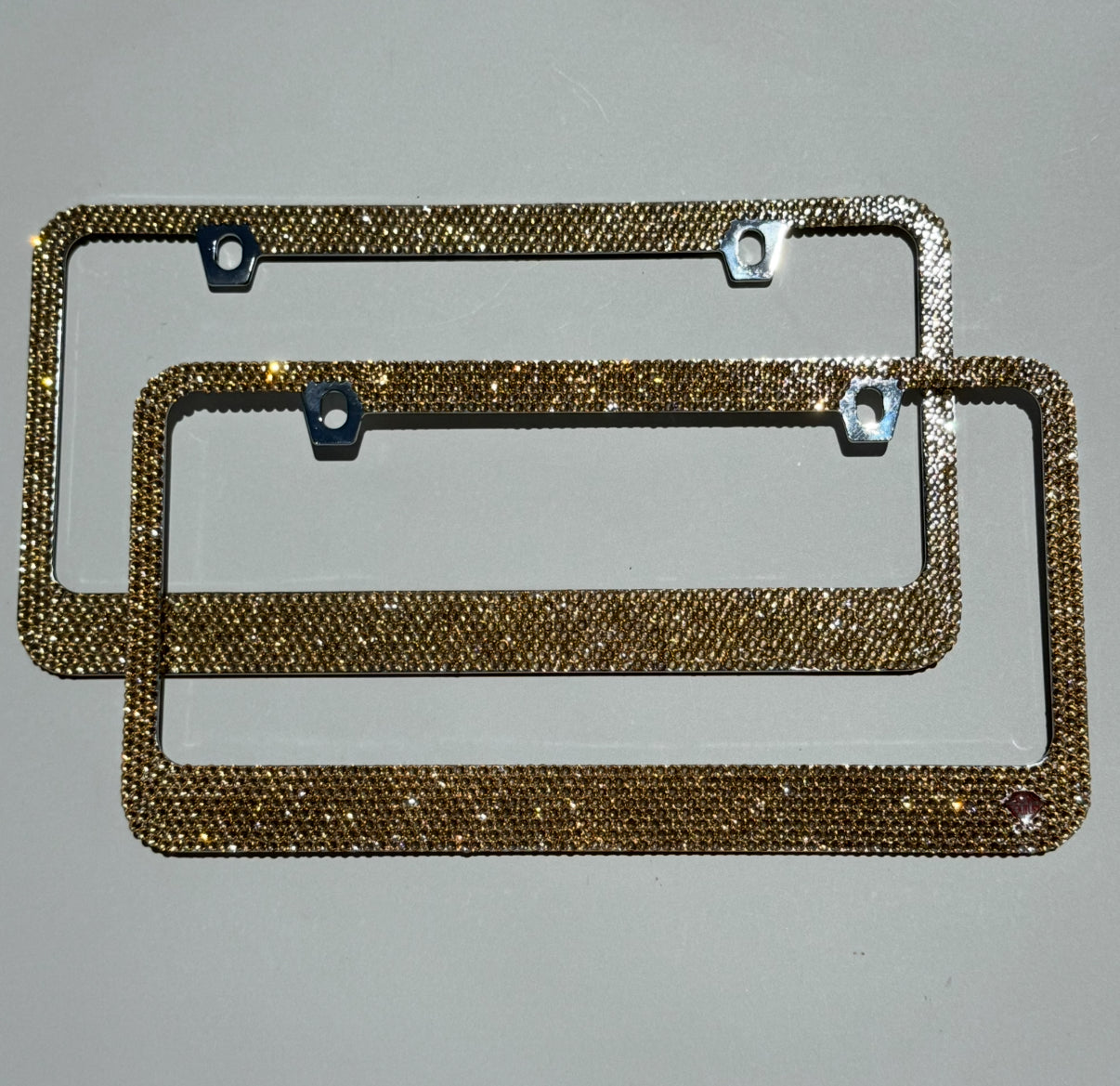 Gold Crystal License Plate Frames Crystallized with Golden Shadow Premium Glass Rhinestones