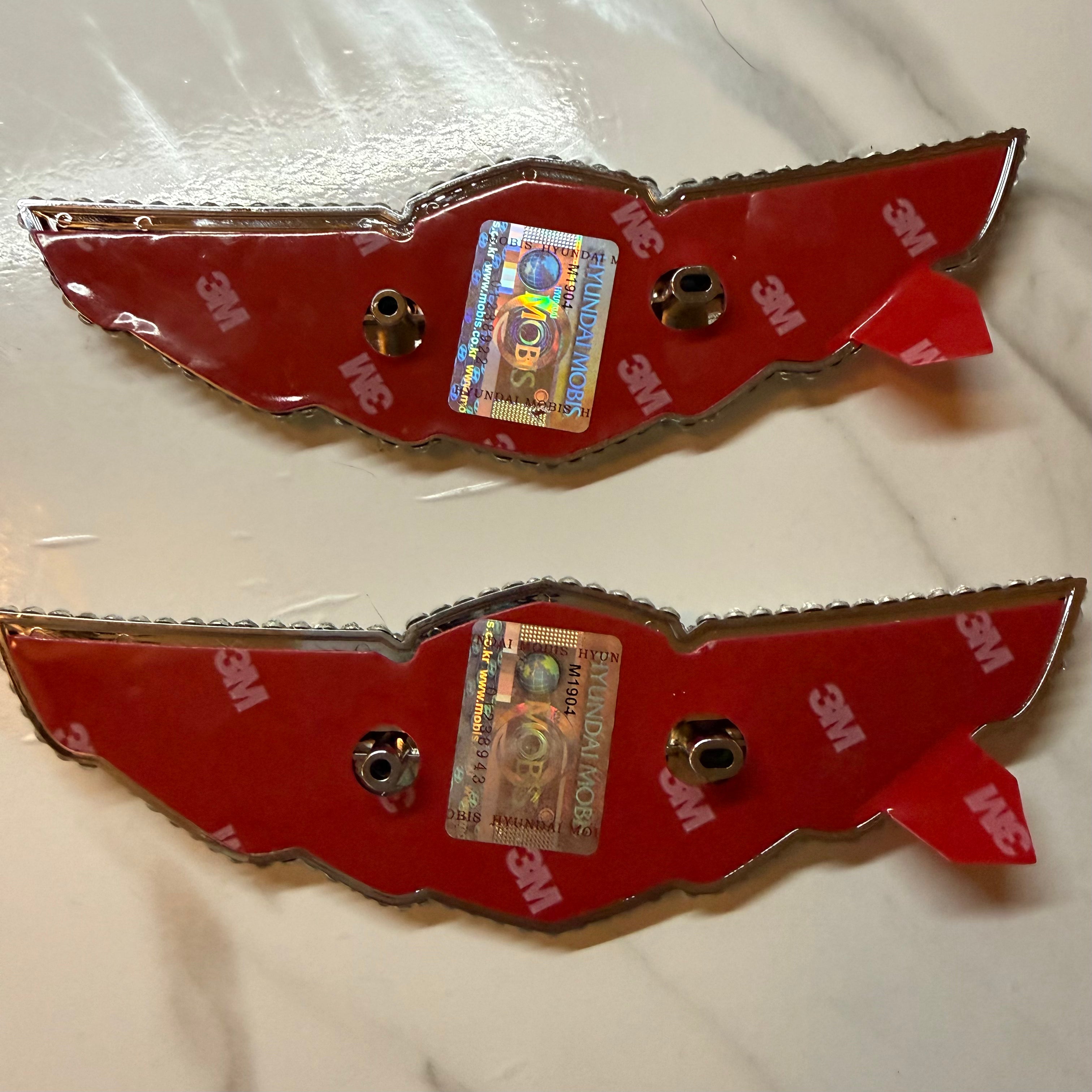 PREMADE GENESIS G80 CRYSTAL HOOD & TRUNK EMBLEMS | PARTS 86320-B1600 & 86330-B1600 | PREMIUM GLASS RHINESTONES