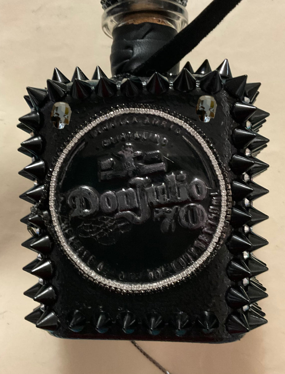 CUSTOM DON JULIO TEQUILA BOTTLE WITH SPIKES & HARLEY DESIGN | LUXURY GIFTS BY ICY COUTURE