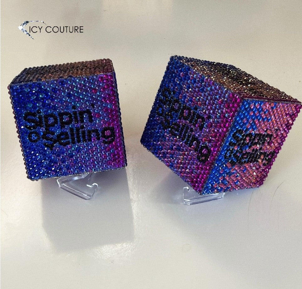 CUSTOM CRYSTAL SM7/MV7 MIC FLAGS | LUXURY PODCAST BRANDING BY ICY COUTURE