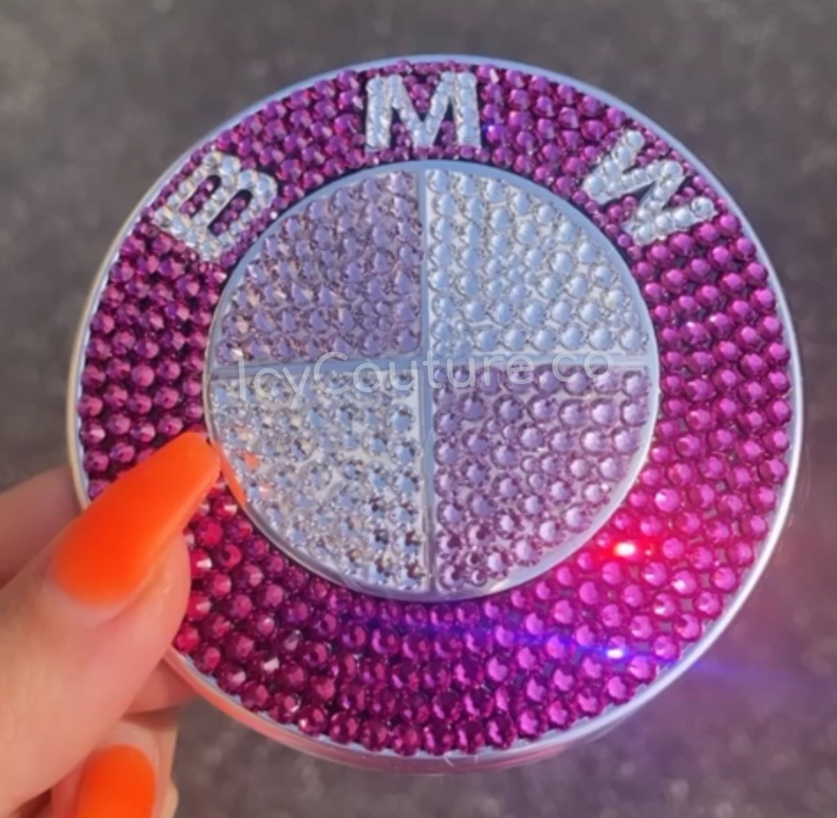 Pink BMW Emblem Crystallized with Swarovski Crystals - custom car jewelry by ICY Couture