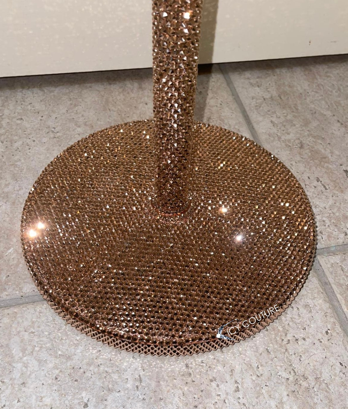 Crystal Microphone Stand Crystallized with Rose Gold Swarovski Crystals By ICY Couture.