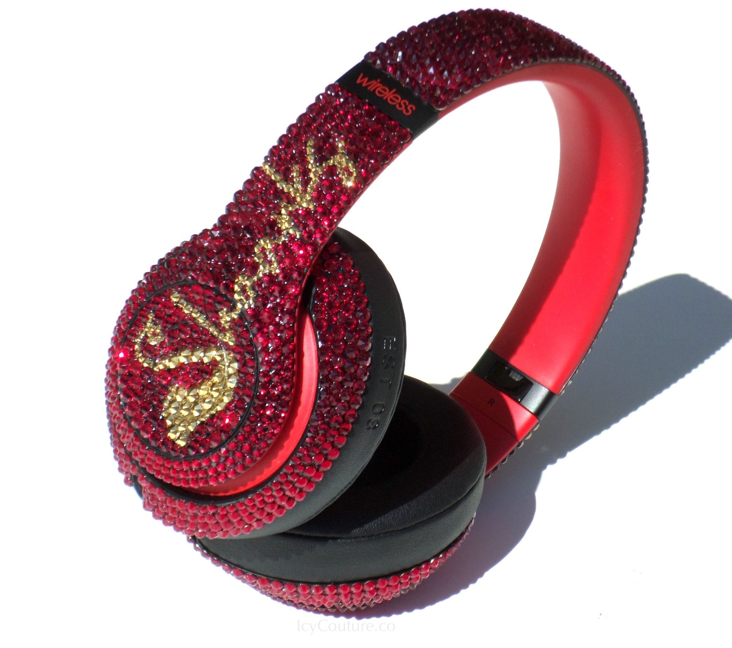 Add your name: Red Bling Beats Headphones custom crystallized with Swarovski Crystal or Premium Glass Rhinestones, Bedazzled by ICY Couture