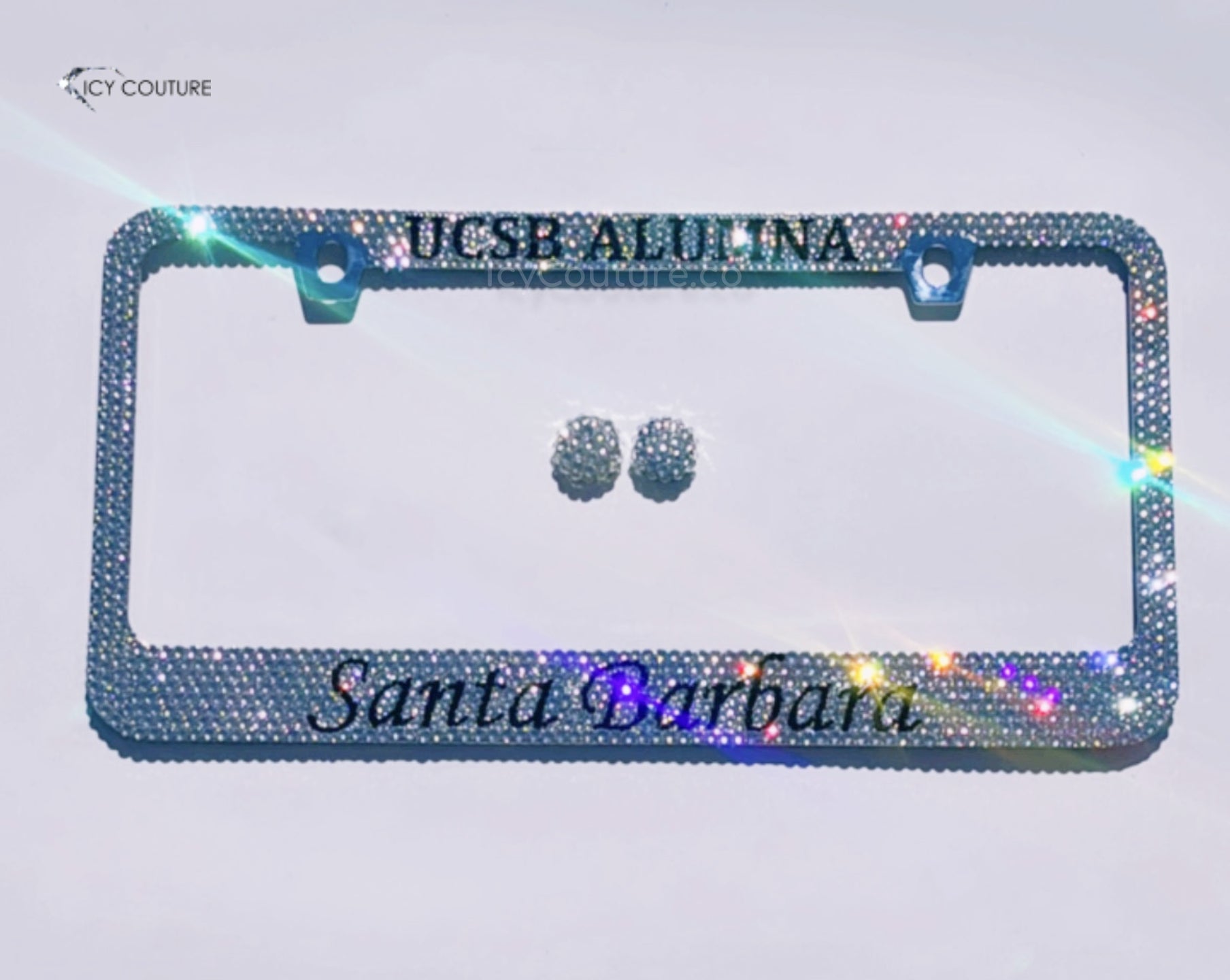 UCSB Santa Barbara License Plate Frame Custom Crystallized with Diamond Clear Swarovski Crystals.