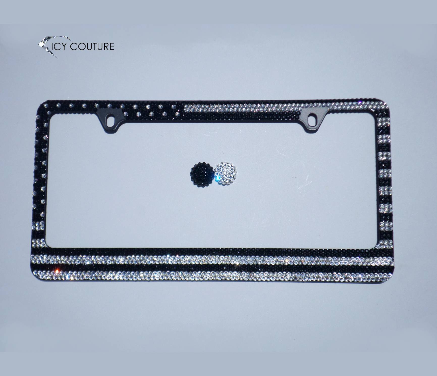 Cadre de plaque d'immatriculation en strass « Black Diamond Horizontal Ombre »