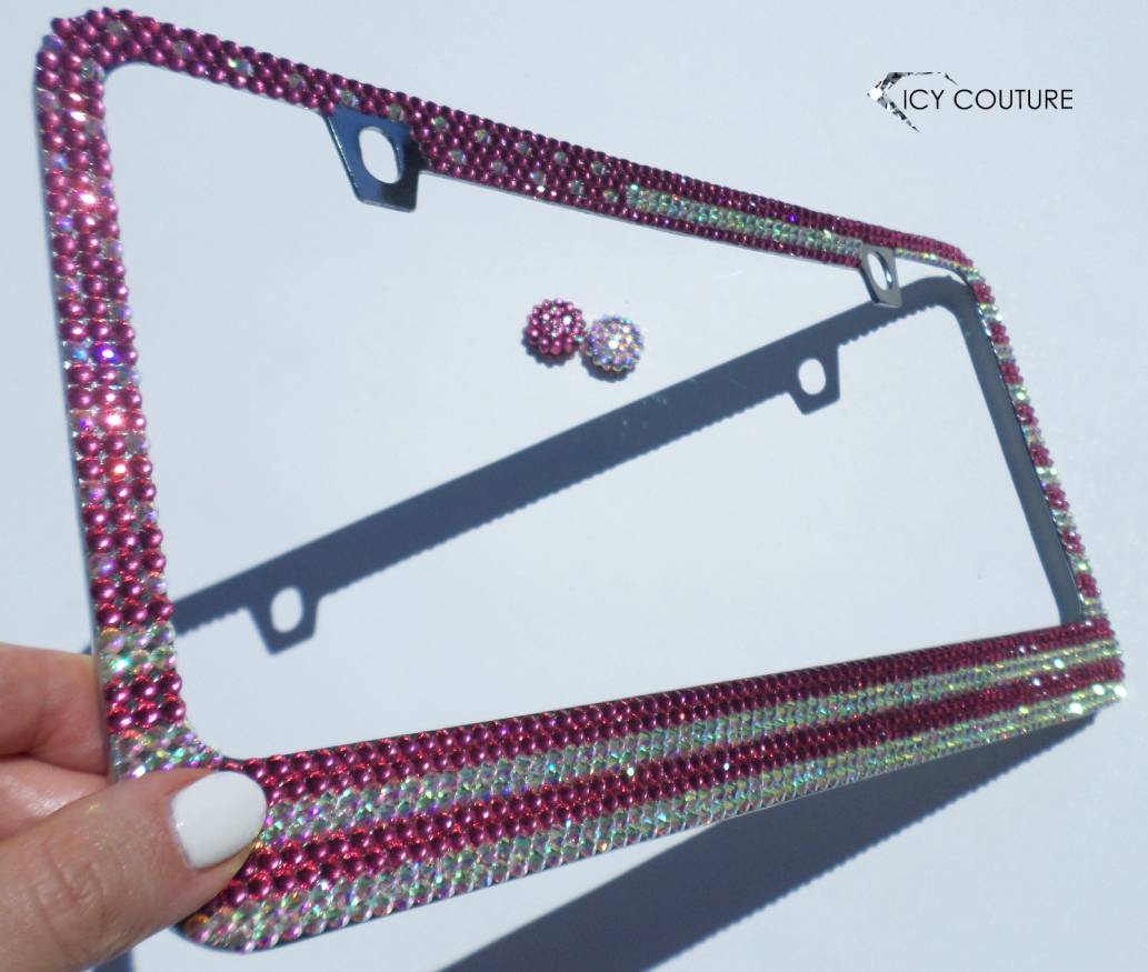 Cadre de plaque d'immatriculation en strass « Black Diamond Horizontal Ombre »