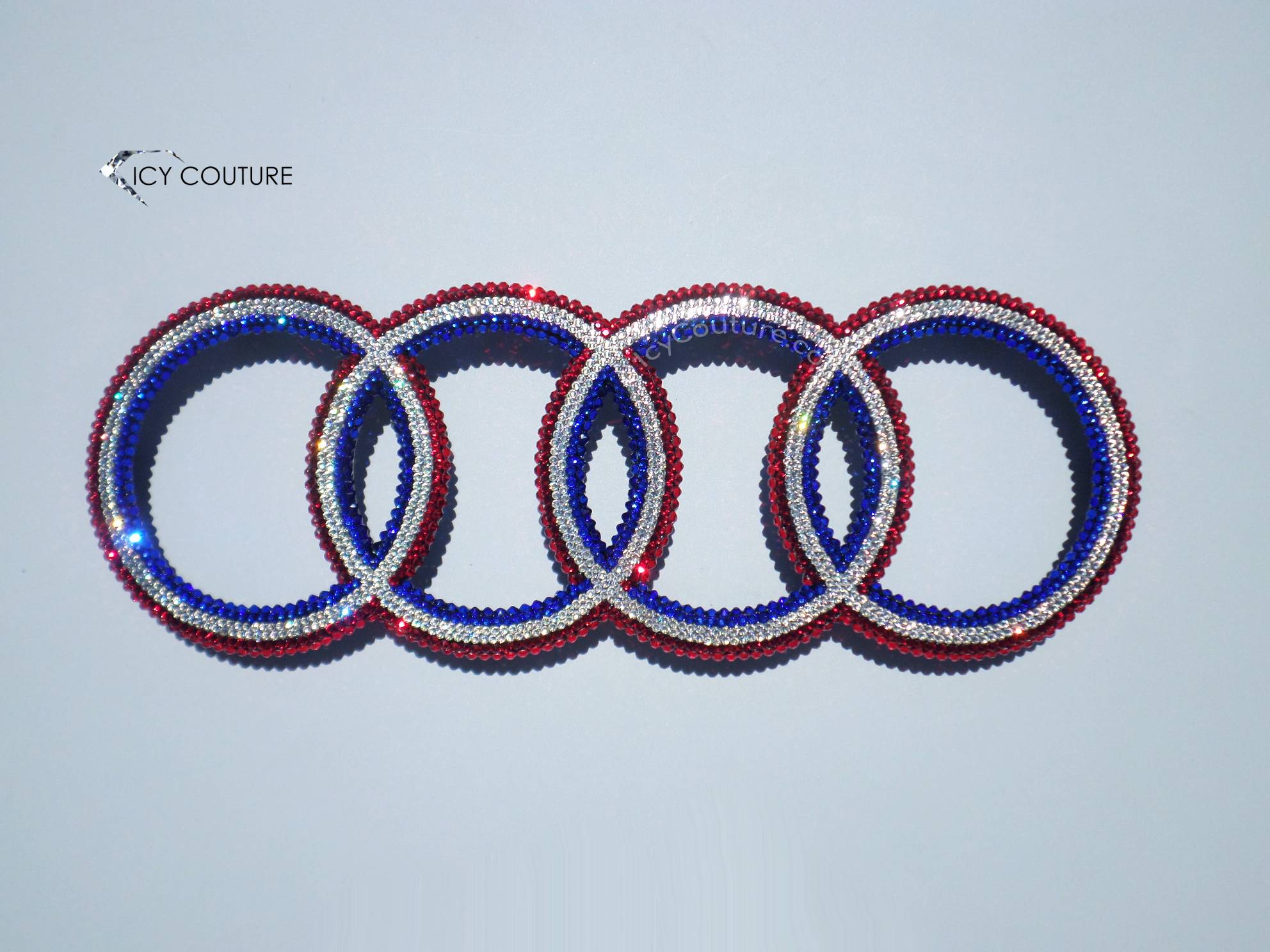 Audi Emblem Grille/front crystallized with Swarovski Crystals Red/White/Blue by ICY Couture
