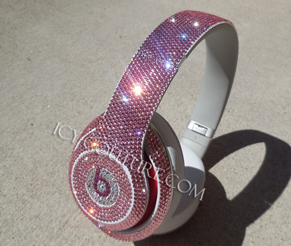Light Pink Bedazzled Bling Beats Headphones custom crystallized with Swarovski Crystals or Premium Glass Rhinestones | ICY Couture