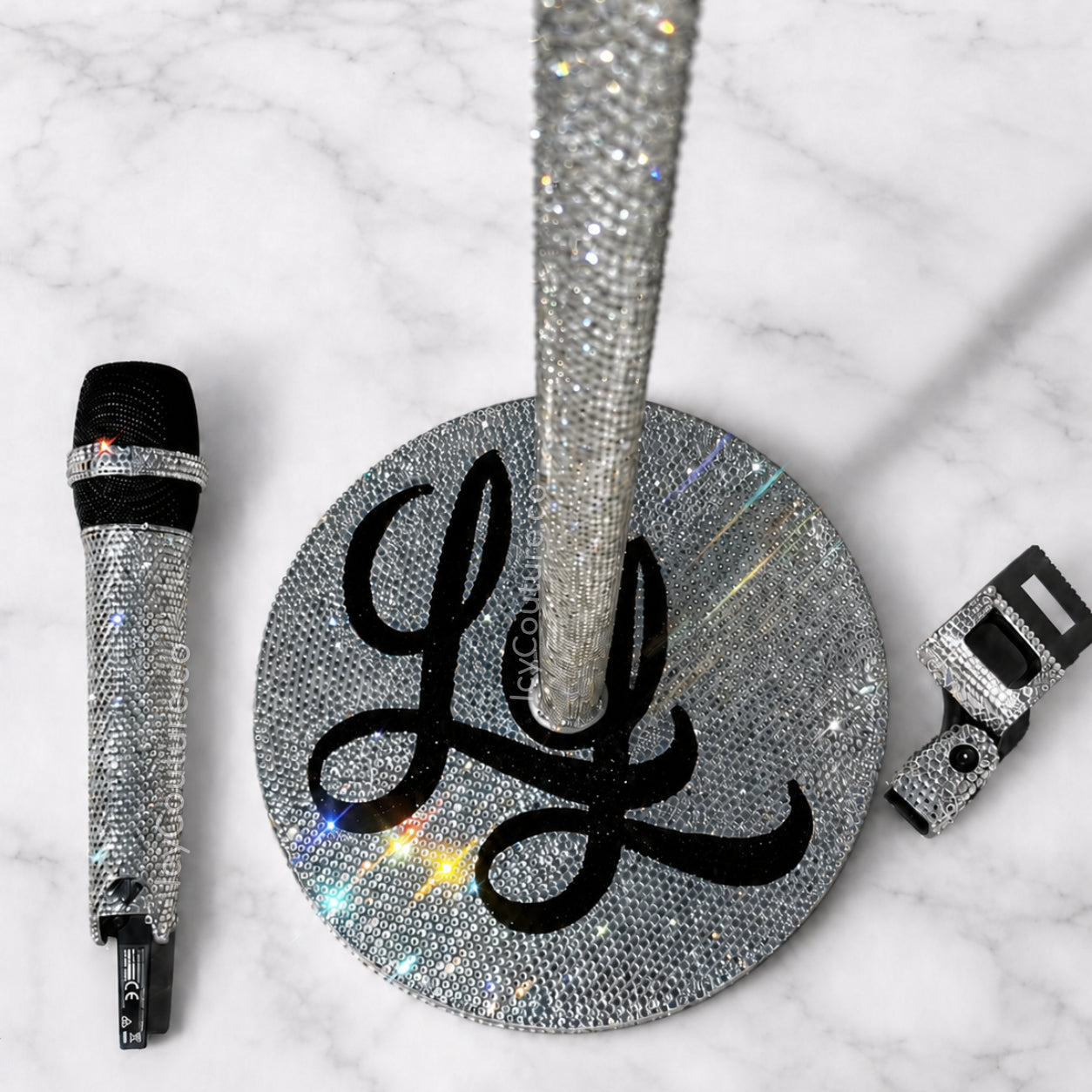 Crystal Microphone Stand and Matching Crystal Mic with Mic Clip Crystallized for Leona Lewis by ICY Couture