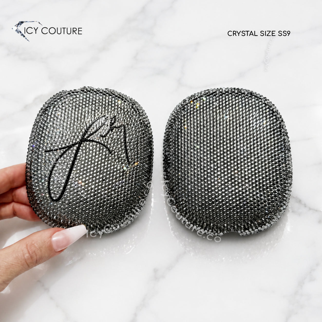 Custom Crystal Ear Cup Covers For Apple AirPods Max | Snap-On Luxury Tech Jewelry By ICY Couture