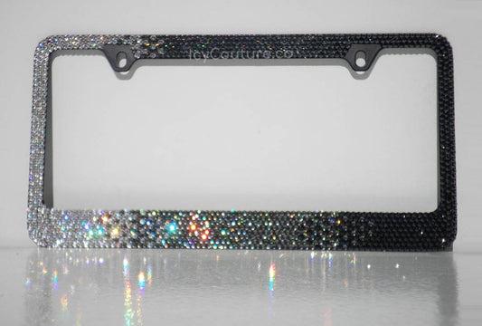 "Black Diamond Horizontal Ombre" Rhinestone Bling License Plate Frame - ICY Couture
