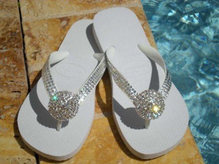 Bridal White Pave Crystal Bling Flip-Flops! | Various Havaianas Colors - ICY Couture
