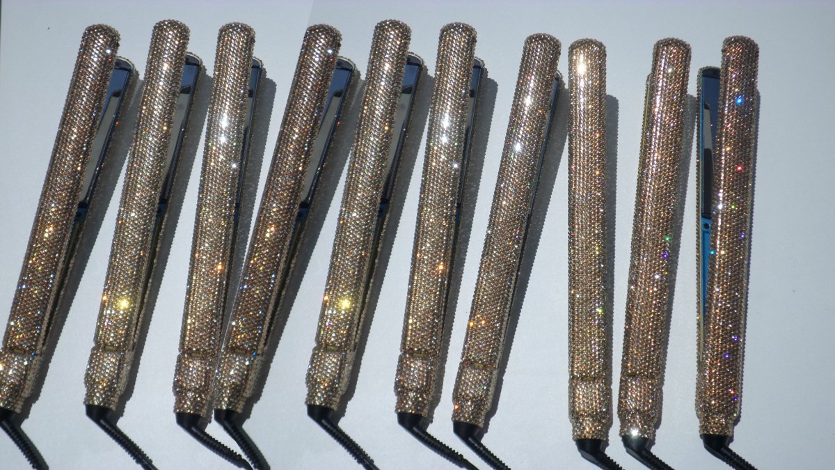 Bulk Custom Crystal Flat Irons By ICY Couture For PR Gifting, VIP Drops, Product Launches, And Brand Activations
