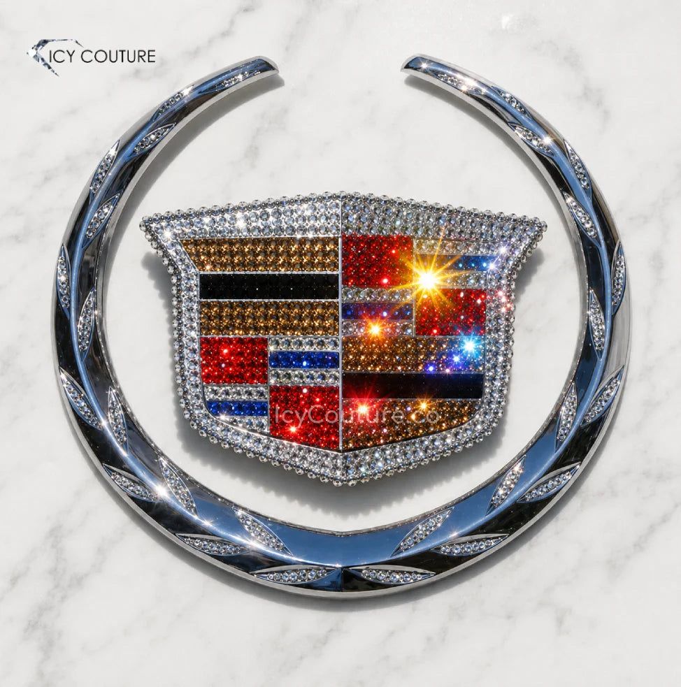 Classic Style Cadillac Emblem Custom Crystallized with Swarovski Crystals in original Cadillac colors by ICY Couture