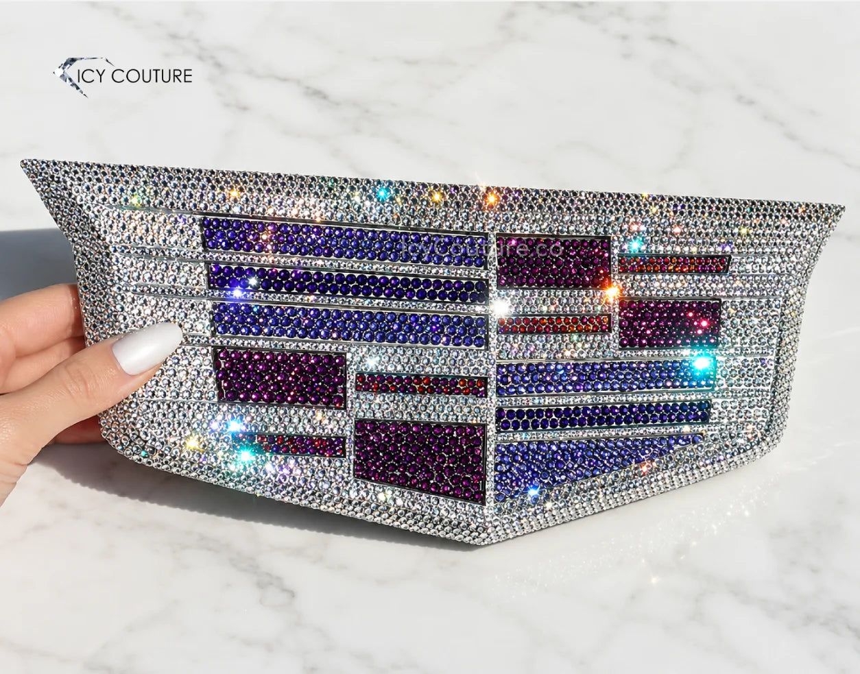 Cadillac Emblem Replacement grille in purple and clear Swarovski Crystals Luxury  Custom Gifts for New Car Owners by ICY Couture