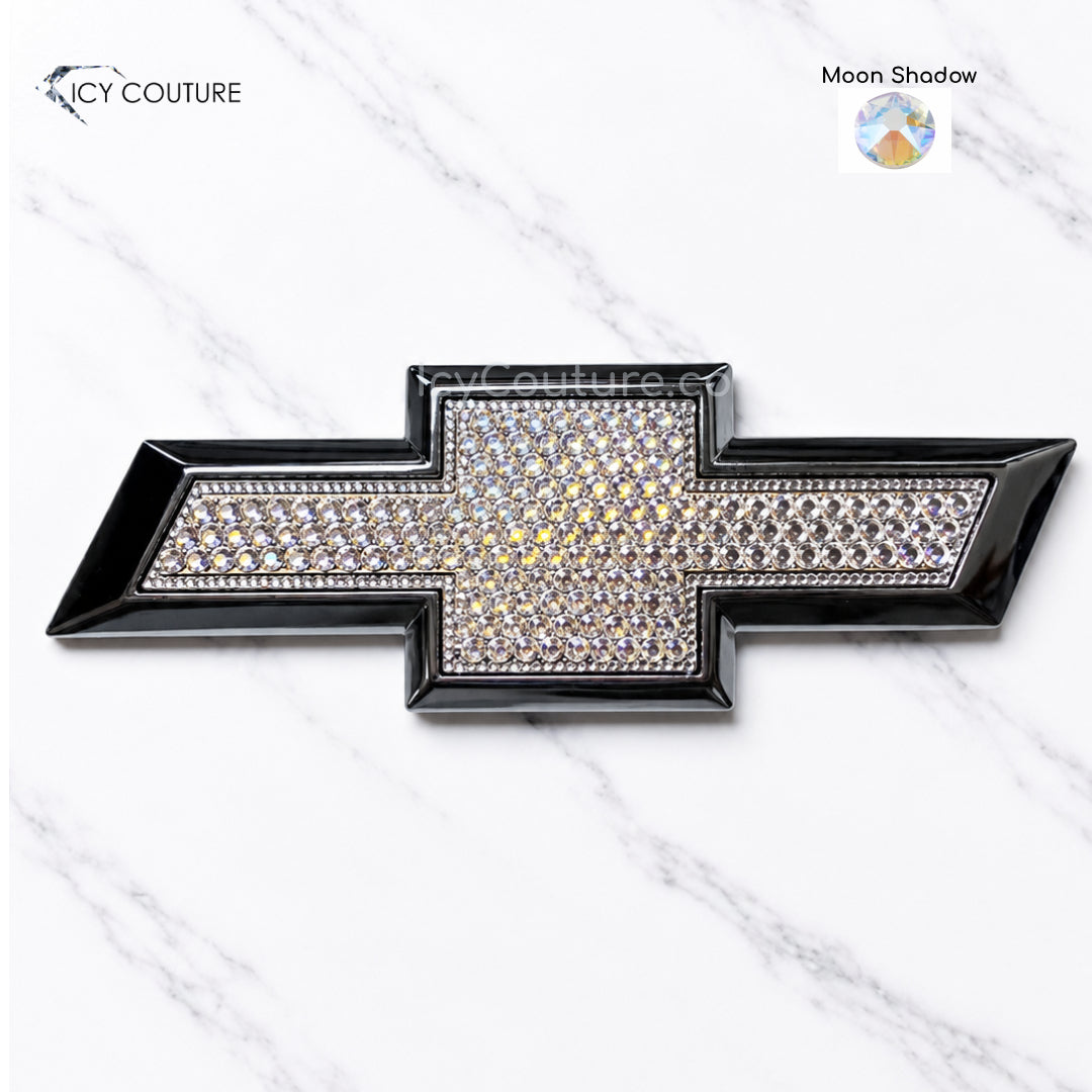 Premade Chevy Trunk Crystal Emblem 6.5 Inch | Crystal Moon Shadow Rhinestone Badge