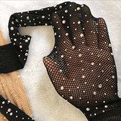 Crystal Fishnets Rhinestone Bling Tights: Black, Beige, Chocolate - ICY Couture