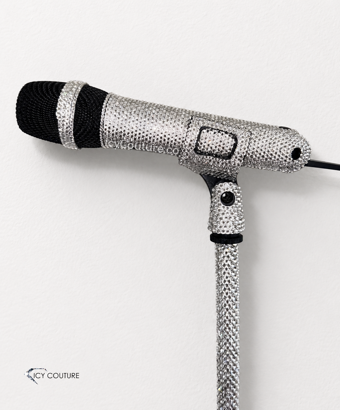 Crystal Microphone and Matching Mic Stand crystallized by ICY Couture in Diamond Rhinestones