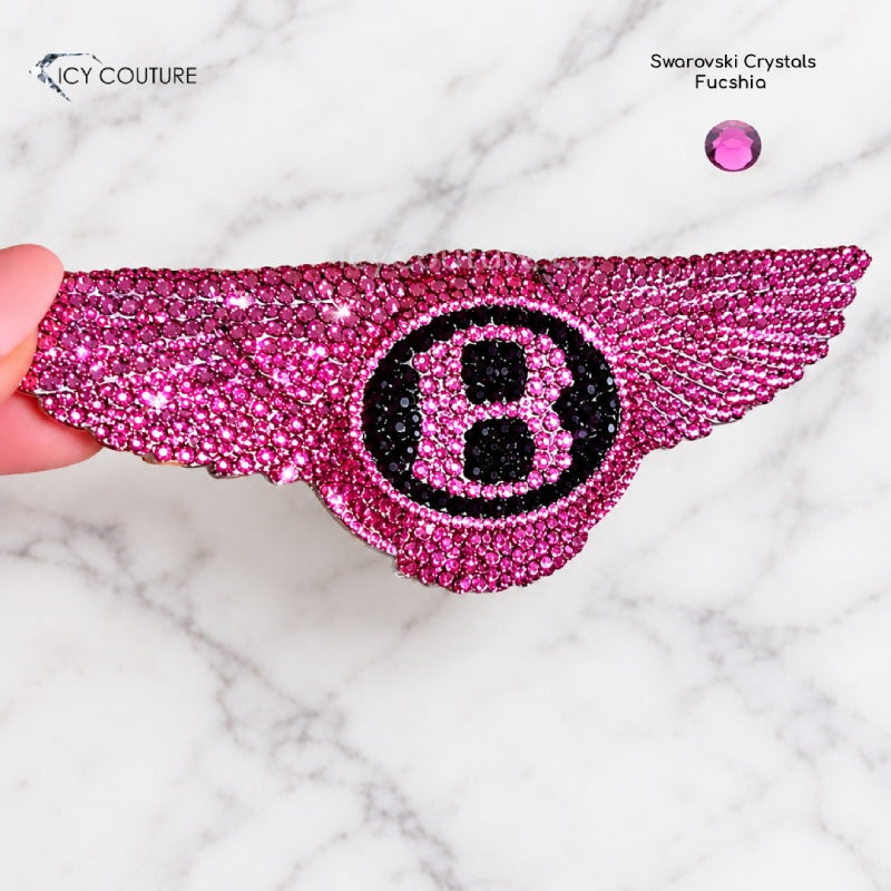 Custom Bentley Emblem crystallized in pink and black Swarovski Crystals by Icy Couture