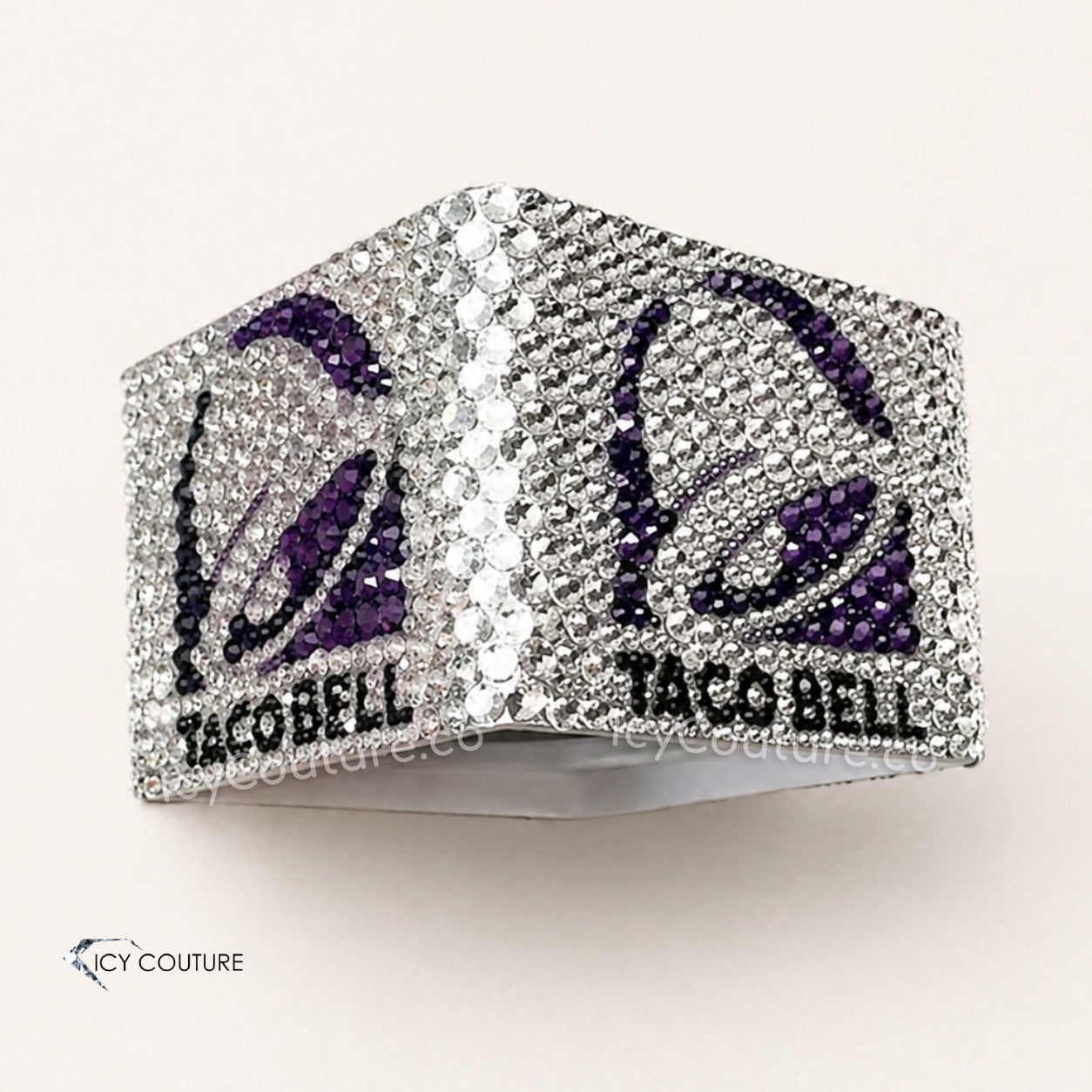 Custom Crystal Mic Flag With Taco Bell Logo By ICY Couture