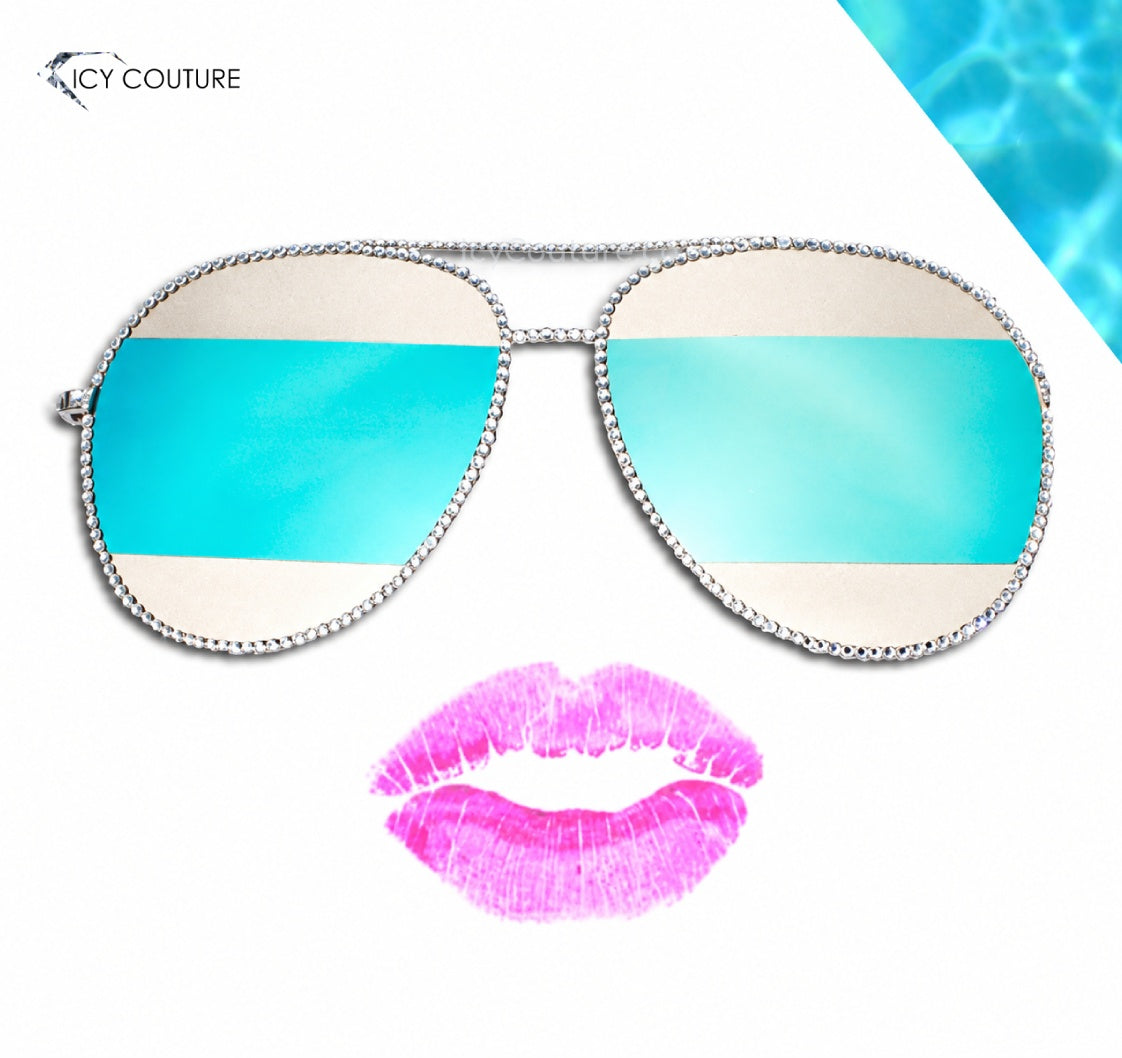 Custom Crystal Aviator Sunglasses | Swarovski Crystal Vacation Shades By ICY Couture