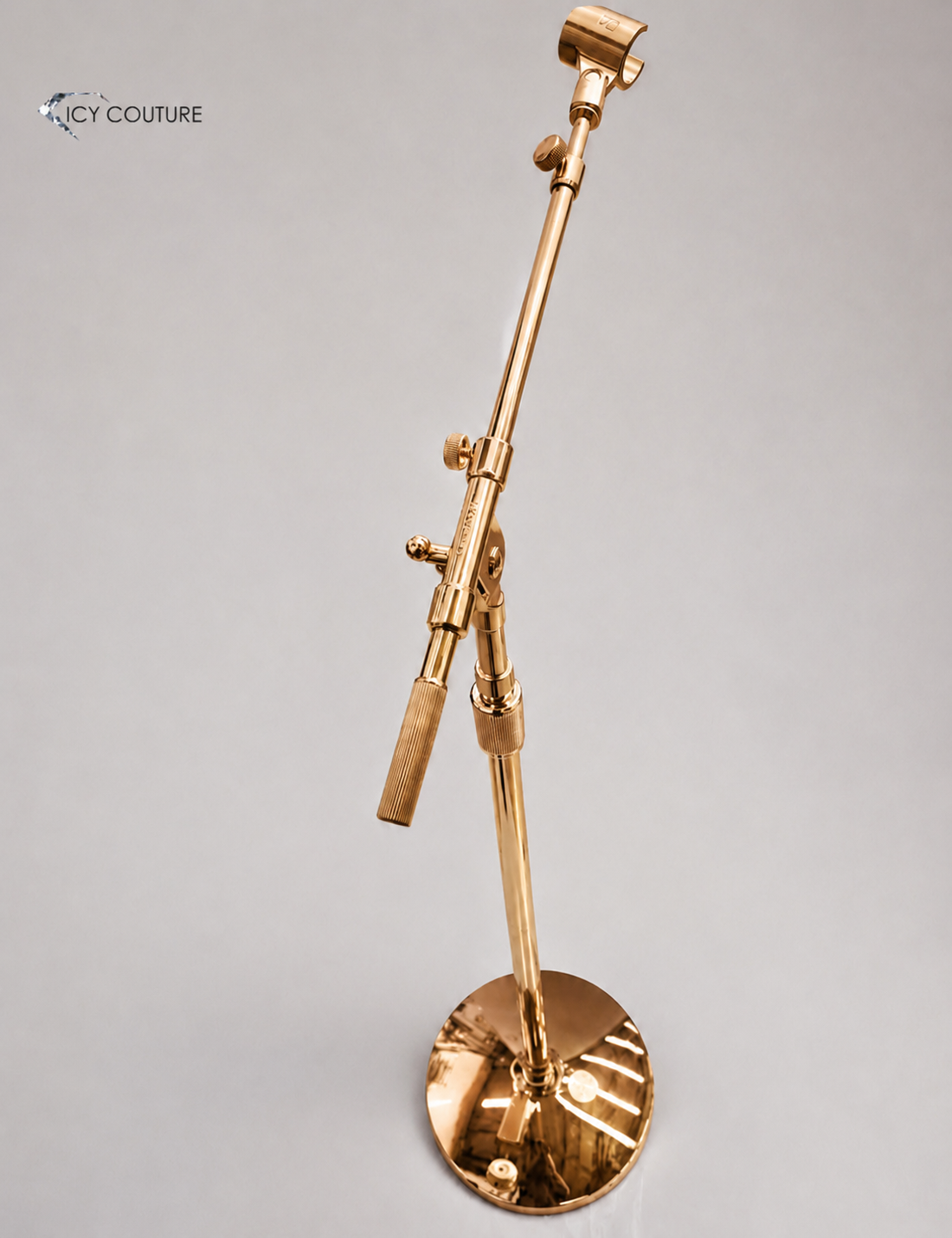 CUSTOM GOLD-PLATED LOOK MICROPHONES & MIC STANDS | MIRROR & MATTE METALLIC FINISHES BY ICY COUTURE
