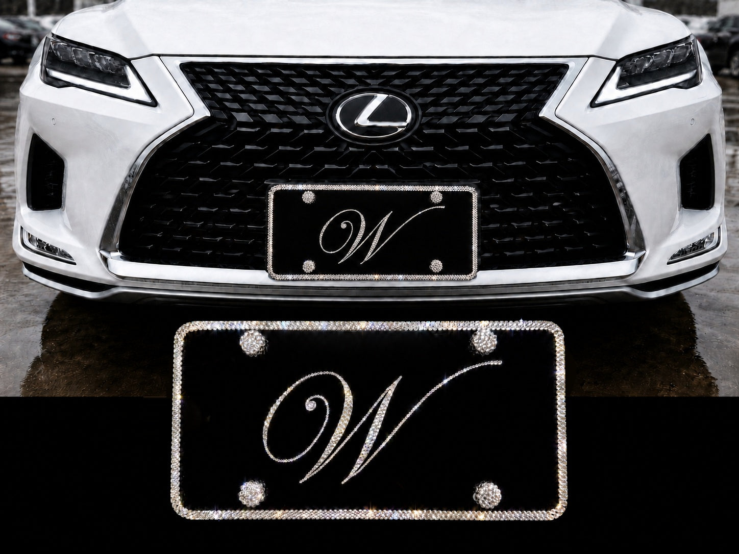Votre plaque d'immatriculation en cristal avec logo professionnel personnalisé