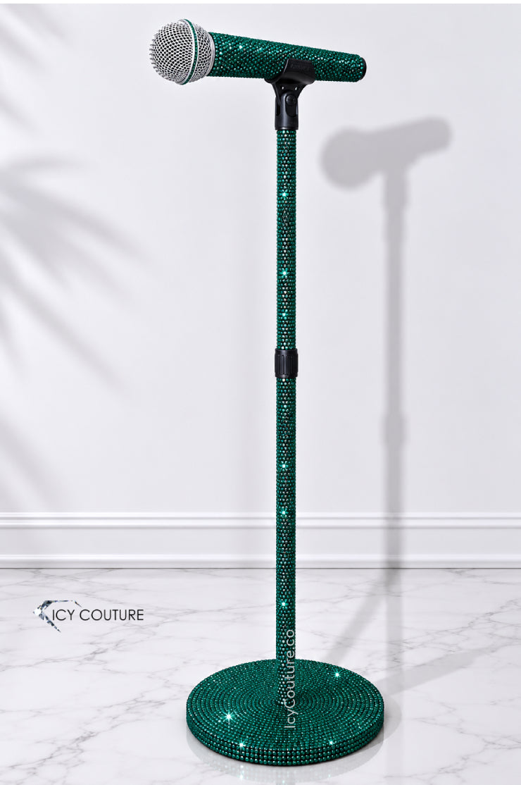 Emerald Green Mic Stand Crystallized by ICY Couture Custom Colors luxury stage accessories