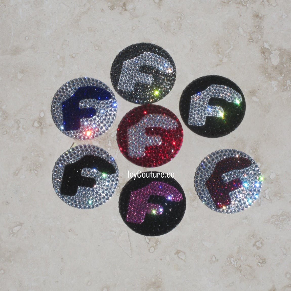 Custom Colors Forgiato Center Wheel Rim Caps Bedazzled with Swarovski Crystals