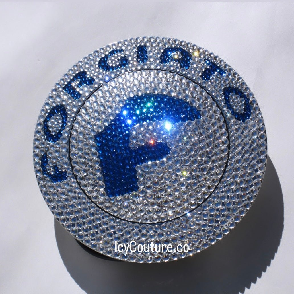 Forgiato Horn Button Crystallized with Diamond Clear and Sapphire Swarovski Crystals