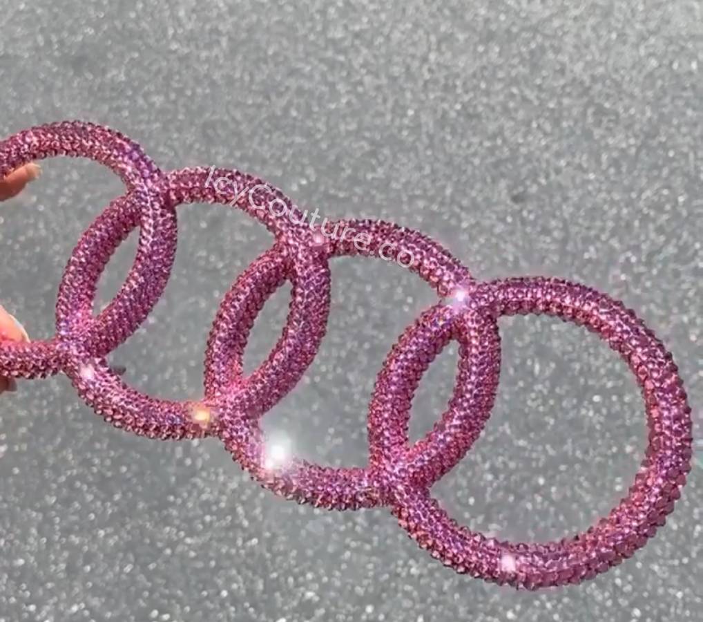Audi Grille Emblem Customized with Swarovski Crystals Rose