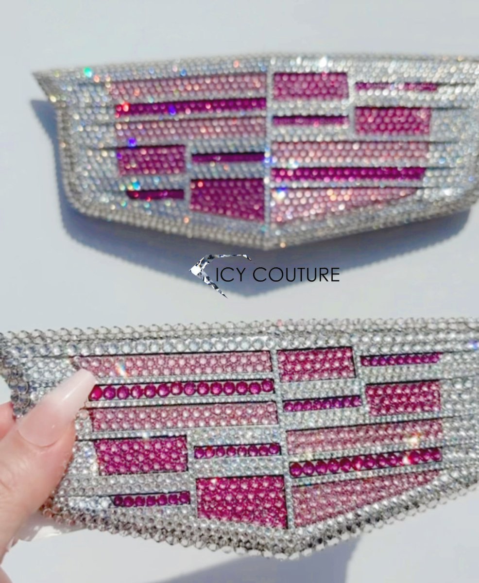 Cadillac Front/Back Emblems Genuine Cadillac Replacement emblems Customized with Pink Swarovski Crystals by ICY Couture