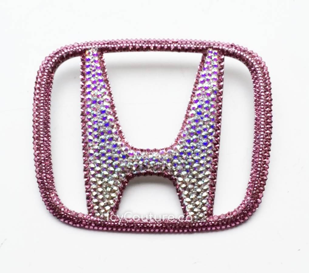 Pink Honda Emblem Bedazzled with Swarovski crystals: Crystal AB & Light Rose