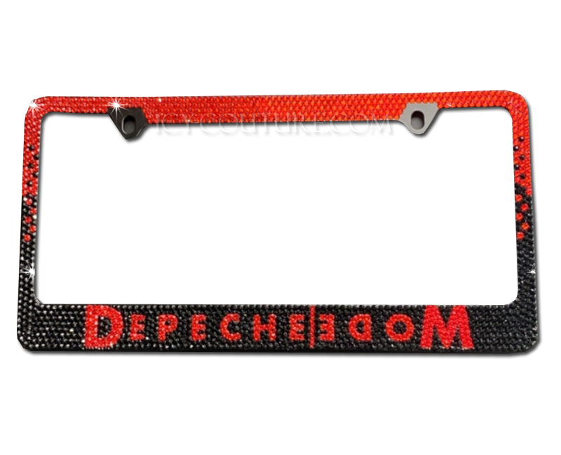 Depeche Mode License Plate Frame crystallized with Swarovski crystals by ICY Couture in Red and Black Ombre