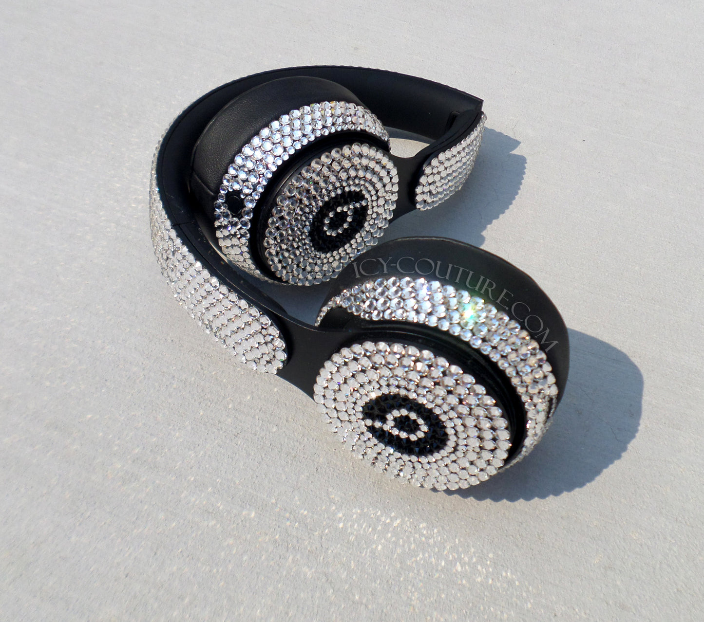 Clear and Black Bedazzled Bling Beats Headphones custom crystallized with Swarovski Crystals or Premium Glass Rhinestones | ICY Couture