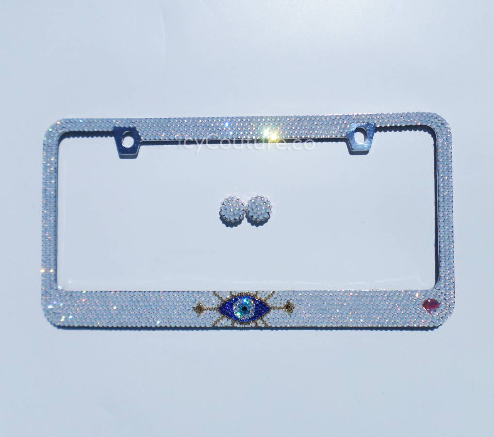 Designer 'Evil Eye Protection' Bling License Plate Frame - Luxury Car Accessories by ICY Couture