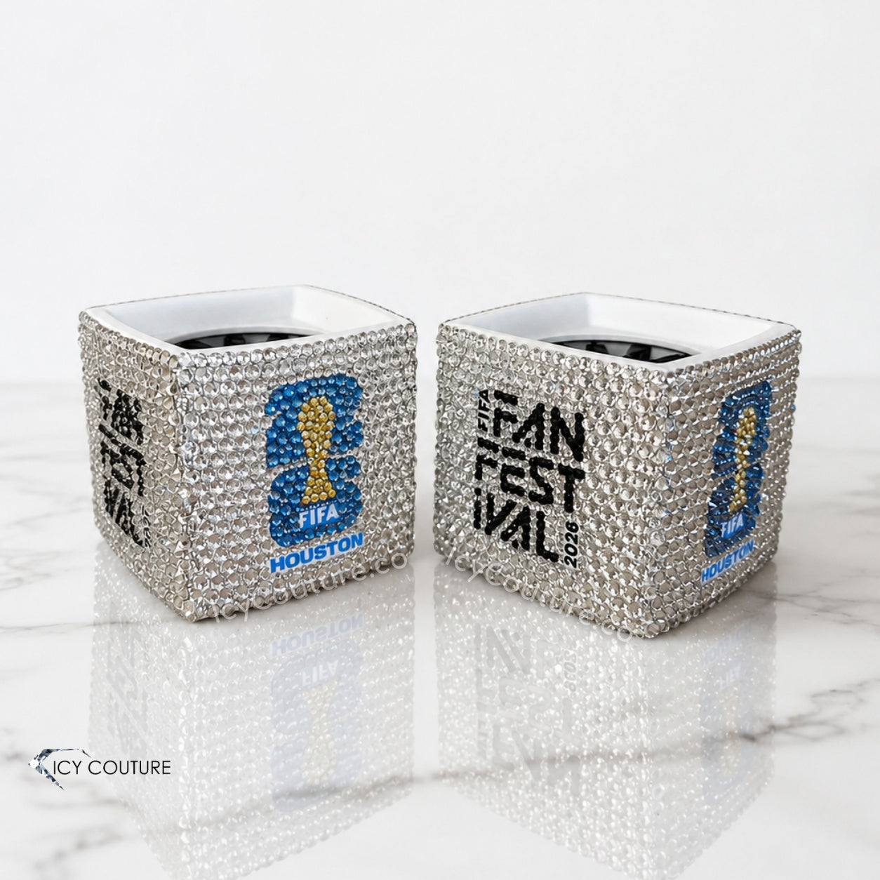 Custom Crystal Mic Flags | Luxury Branding by ICY Couture